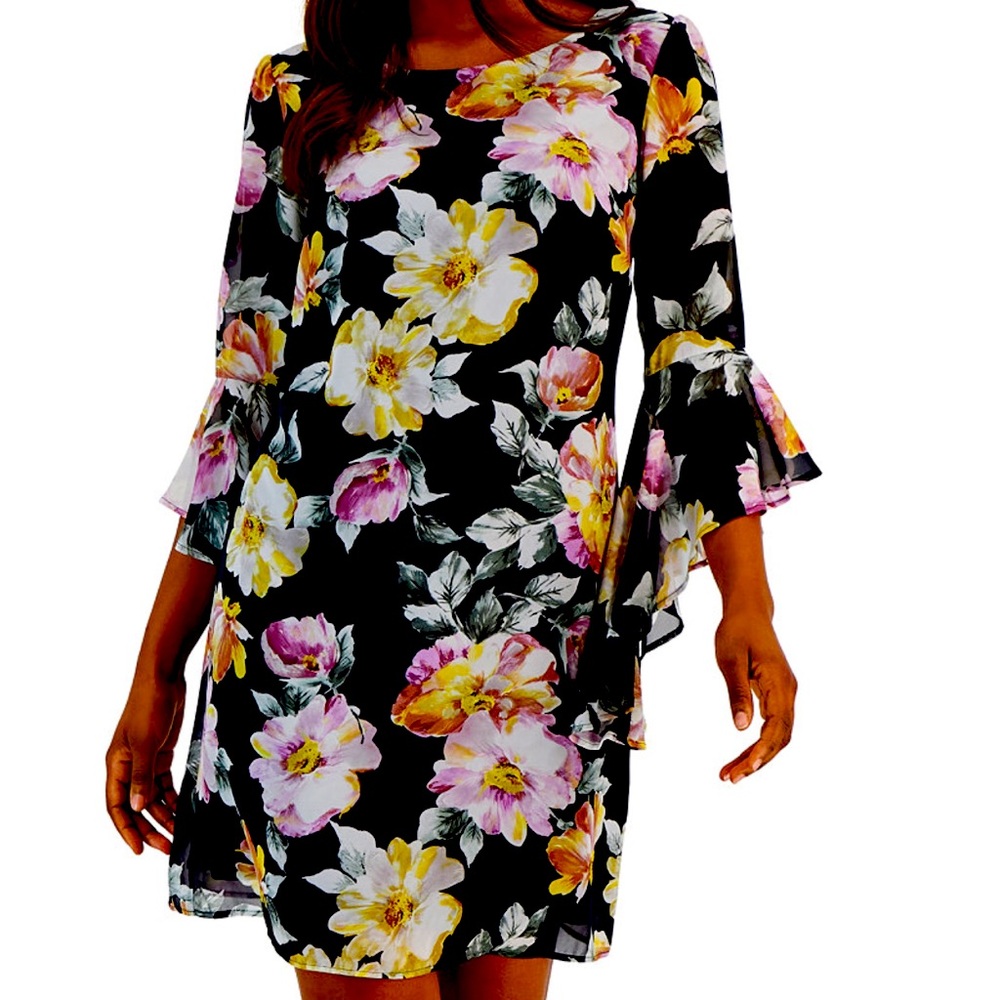 Flirty florals and chiffon finish sheath dress by Connected apparel